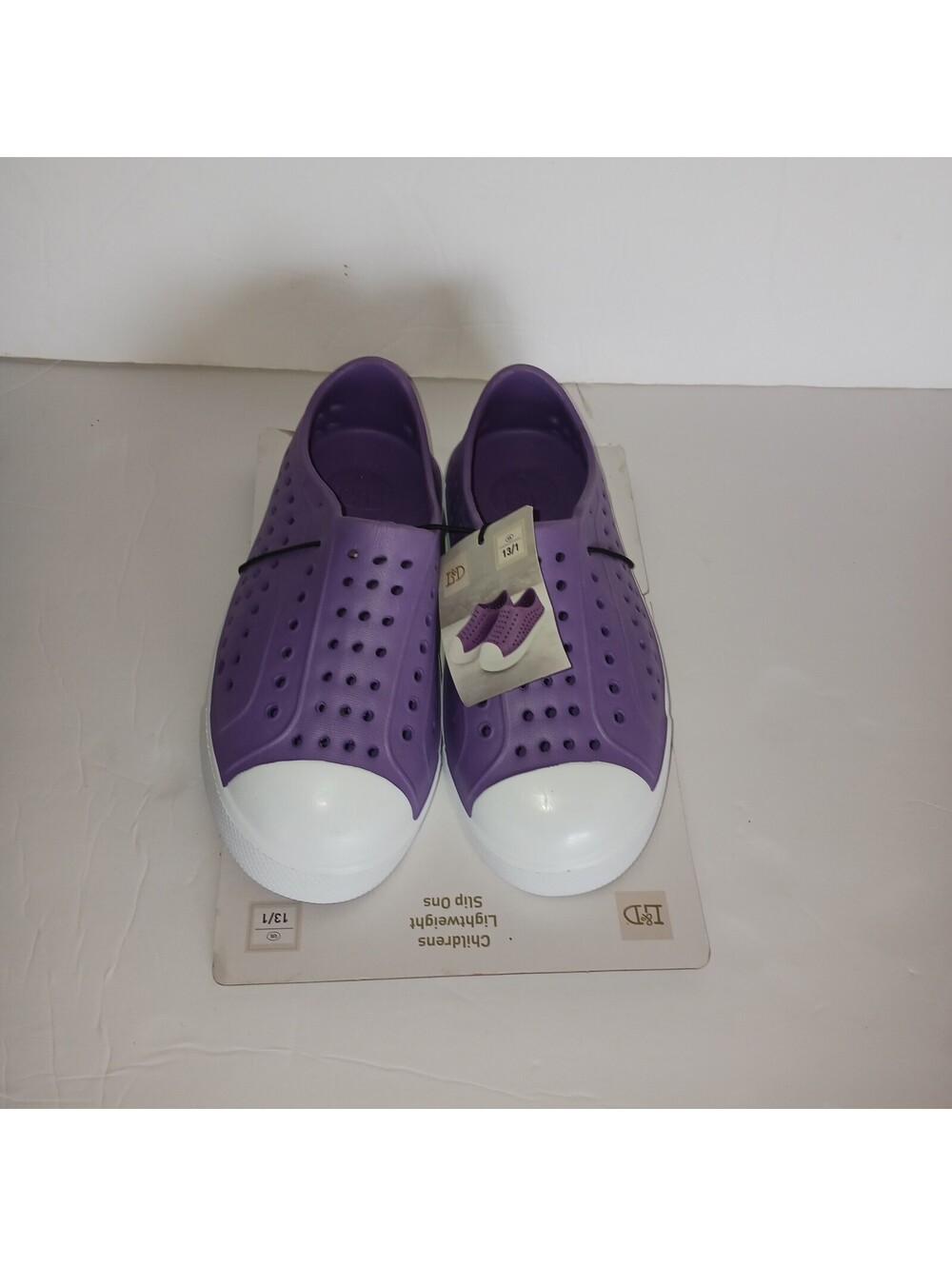 Shoes Girls  purple and white  lightweight  slip-on  sandals size  13/1